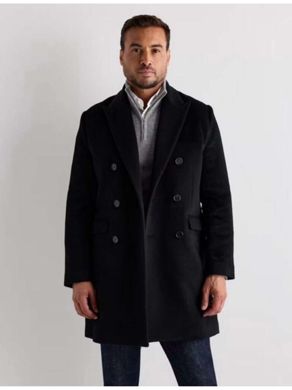 Quince Camel Hair Double Breasted Coat Black Medium New without tags